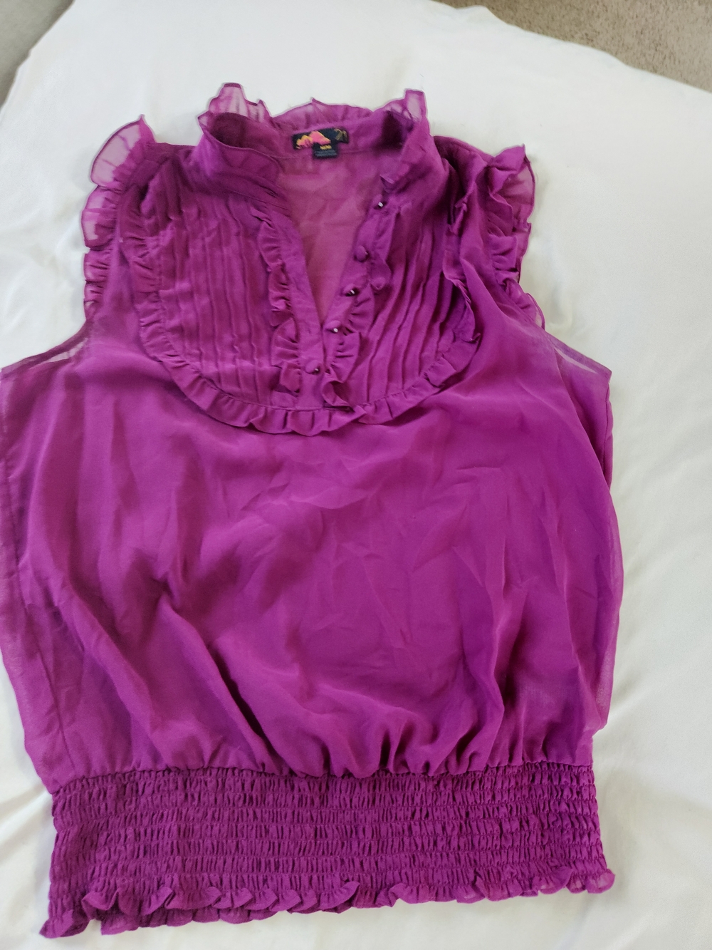 Forever 21 Sleeveless Ruffled Purple Blouse - Women's Top